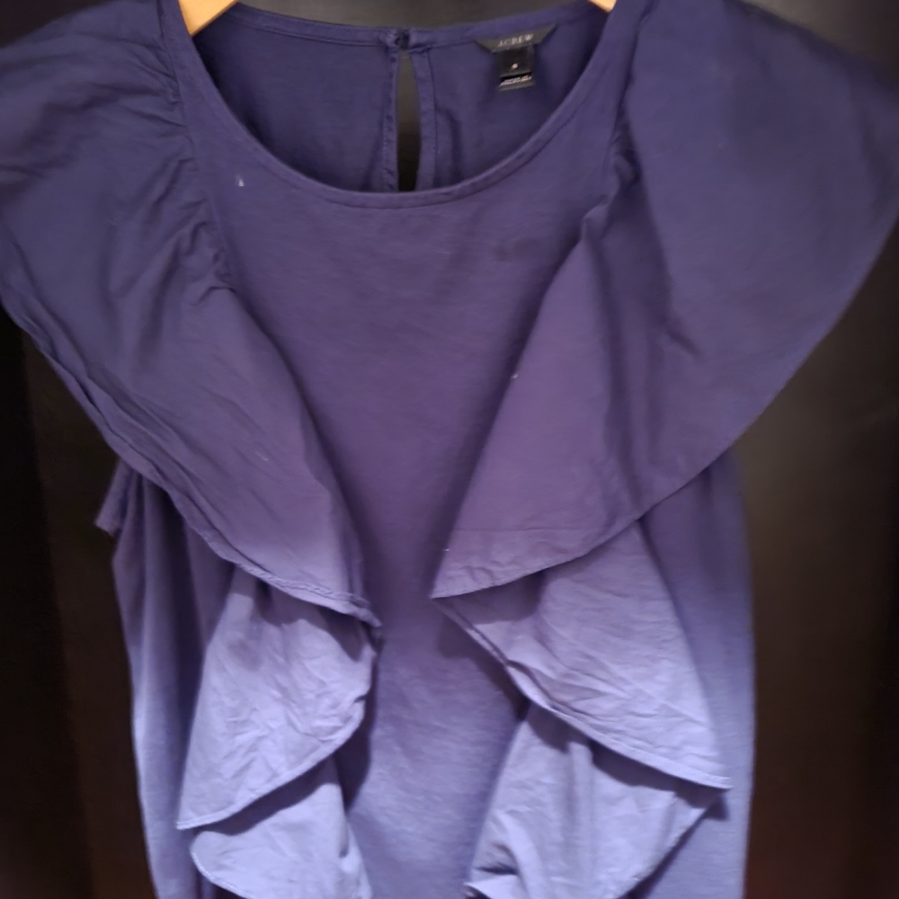 J CREW sleeveless ruffle top Navy